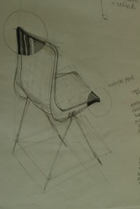 drawing of robin day style chair using contour lines and rendering techniques