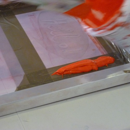 Screenprinting ink being applied to the screen